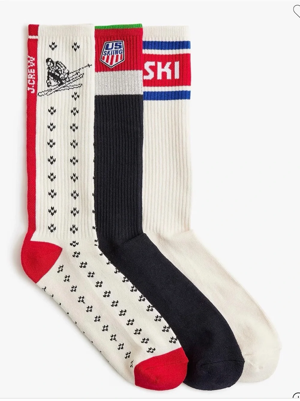 J. Crew Three-Pack Knee Socks - Navy, White & Red snowboard unisex